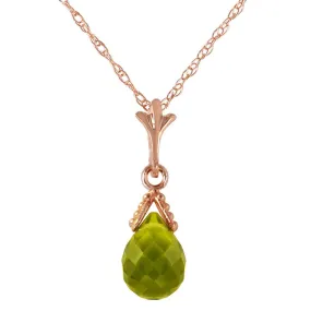 2.5 Carat 14K Solid Rose Gold Necklace Briolette Peridot