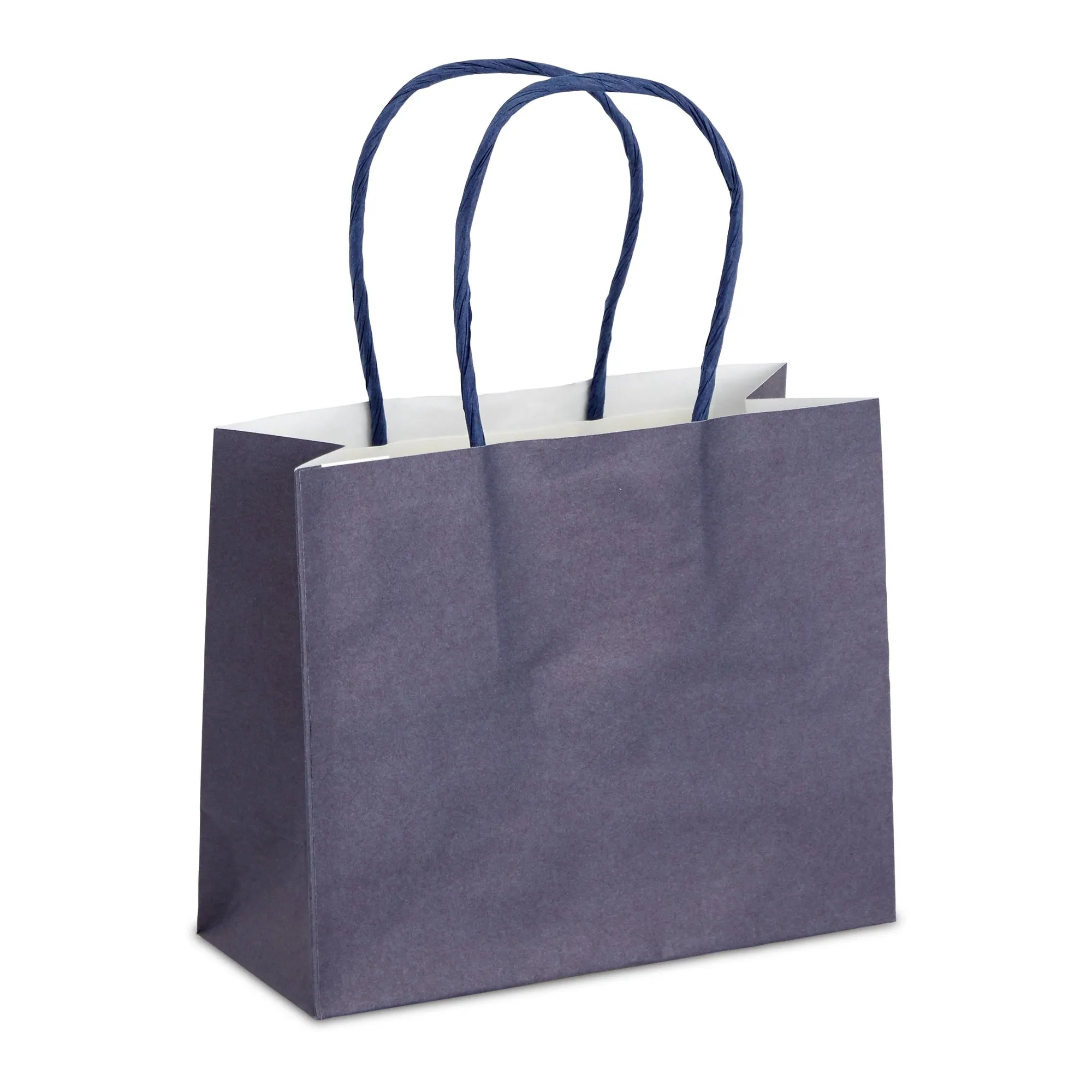 50 Pack Navy Blue Paper Gift Bags with Handles, Bulk Set for Birthday Themed Party Favors, Presents (6 x 5 x 2.5 In)