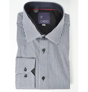 Black and White Gingham Men's Dress Shirt by Cado