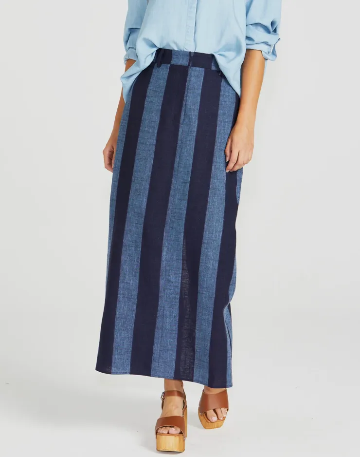 Cailee Maxi Skirt - Navy Stripe