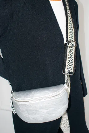 Funky Interchangeable Strap Cross Body Bag in Silver