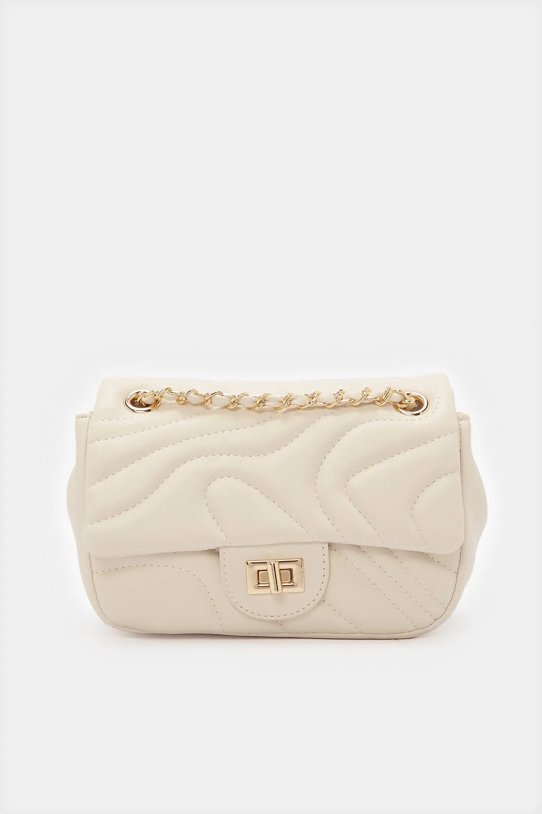 Girls Beige Textured Crossbody Bag