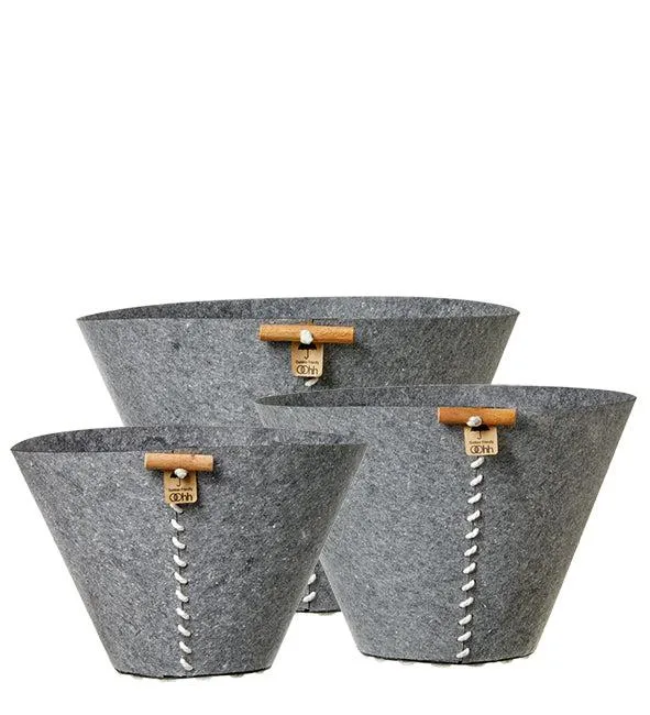 Grey Eco-Felt Buckets (Set of 3)