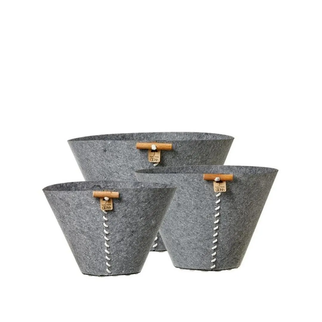 Grey Eco-Felt Buckets (Set of 3)