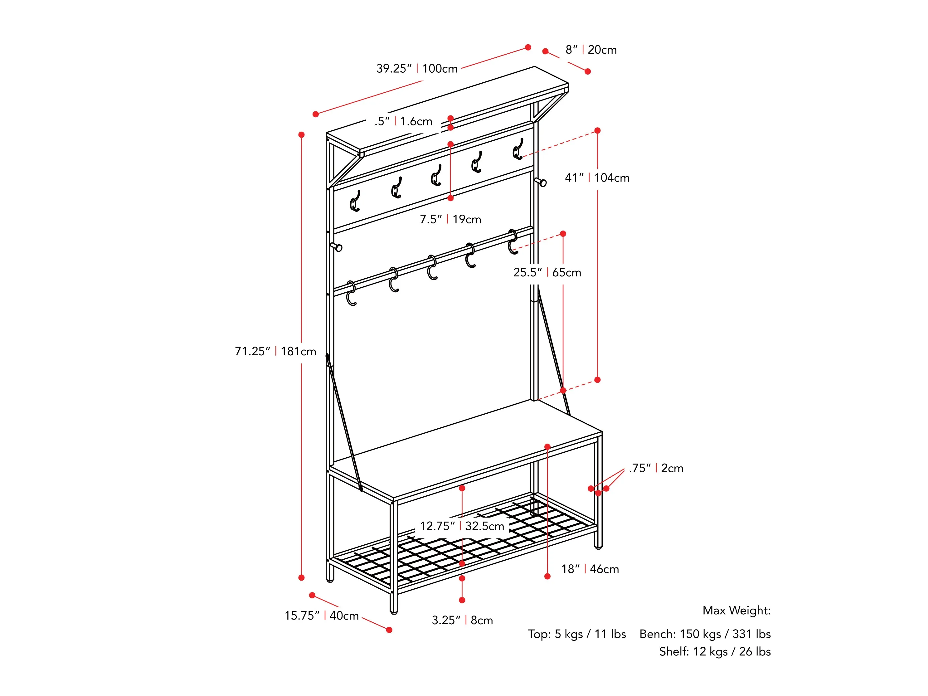 Hall Tree with Storage Bench