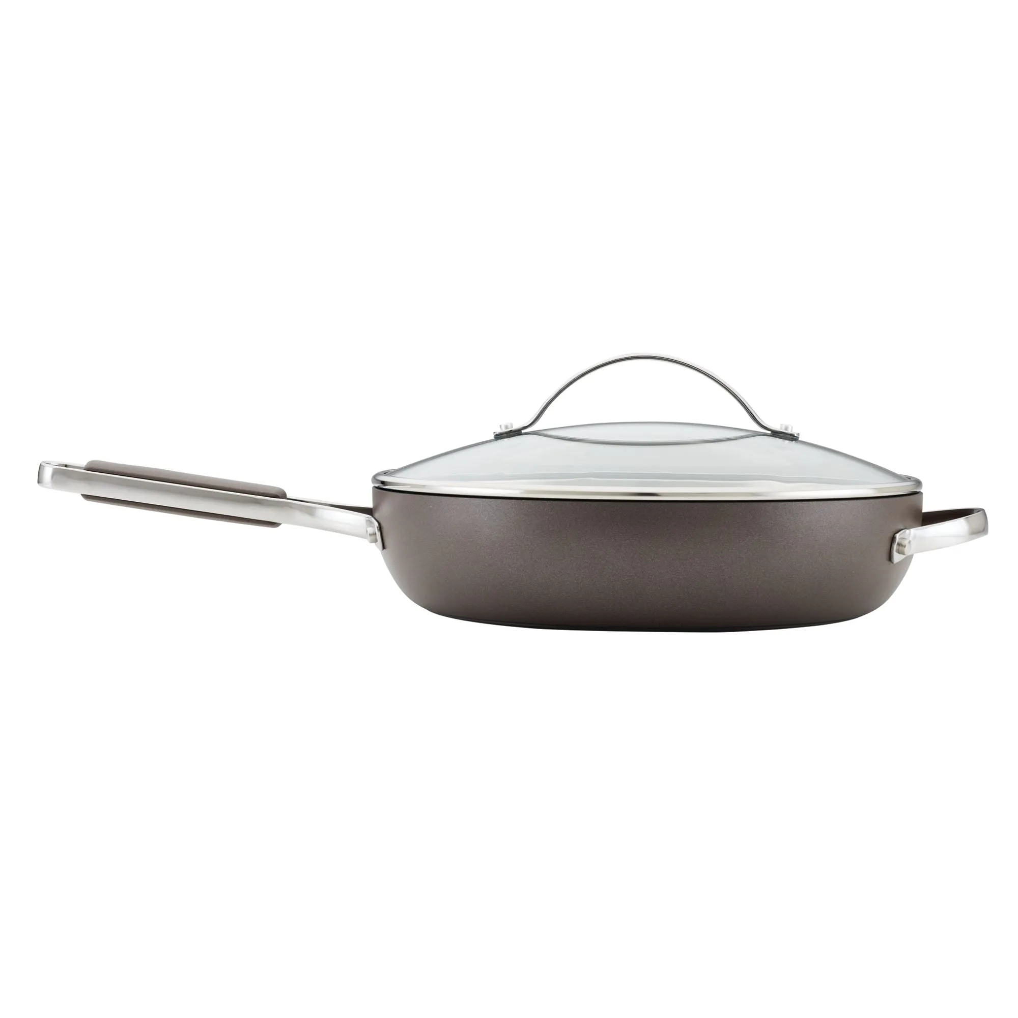 Hard-Anodized Nonstick 12.25" Deep Frying Pan with Helper Handle