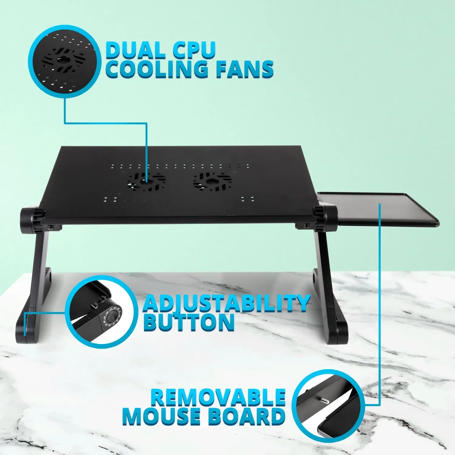 iHip Adjustable Laptop Table Stand with 2 CPU Cooling Fans