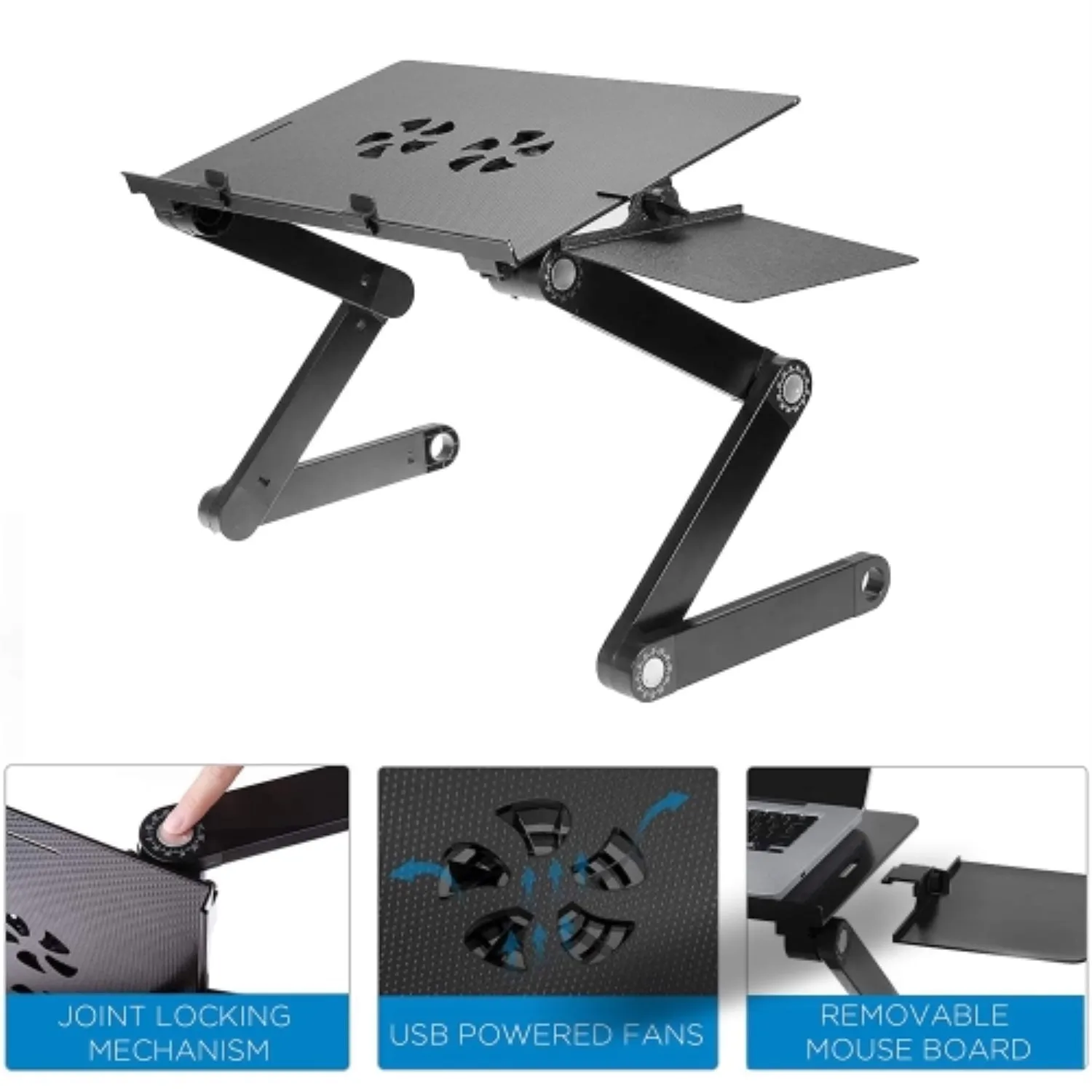 iHip Adjustable Laptop Table Stand with 2 CPU Cooling Fans