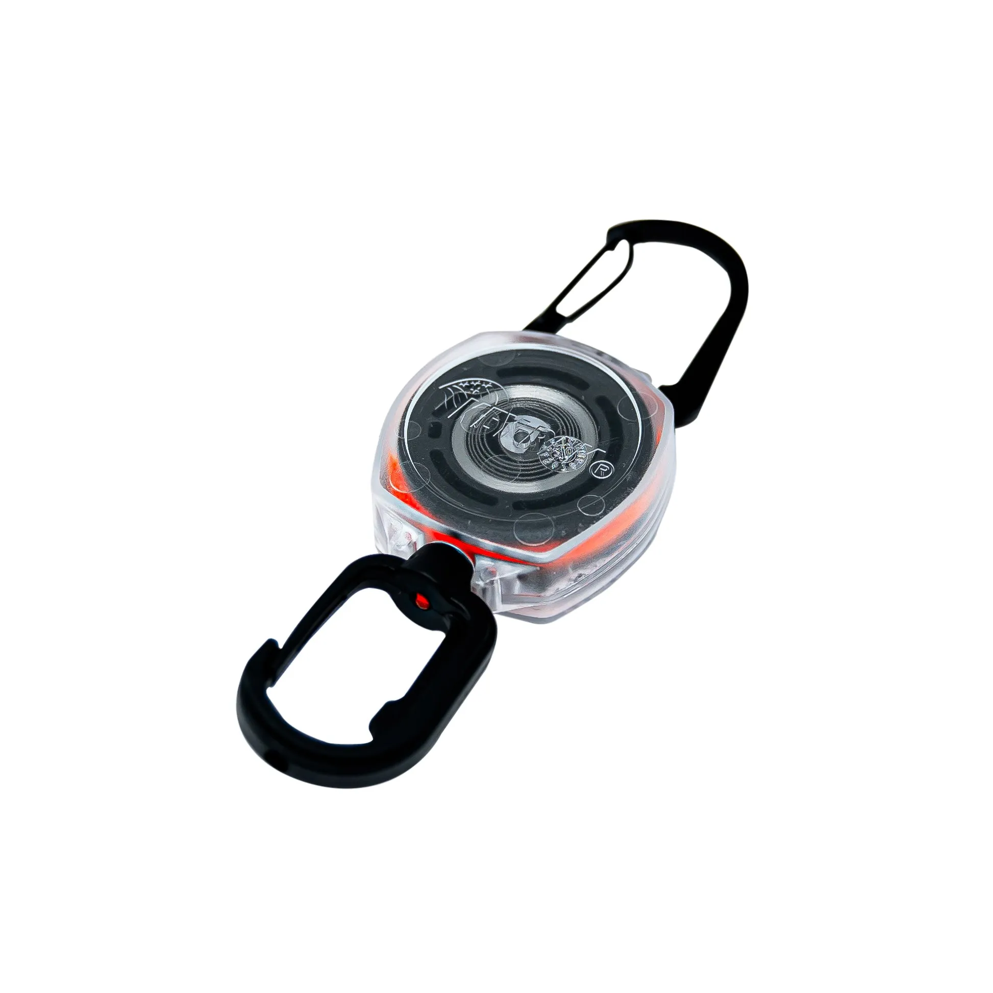 Key-Connect 24" Kids Clear Retractable Keychain with Dual Carabiners and Orange Cord