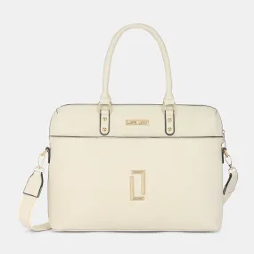 Lavie Luxe Welsy 1 compartment Off White Large Women's Laptop Handbag