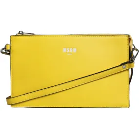 MSGM Yellow Leather Logo Crossbody Sling Shoulder Bag