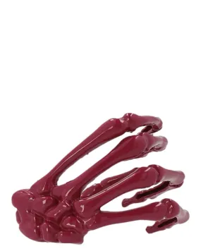 Raf Simons Skeleton Hand Bracelet in Burgundy