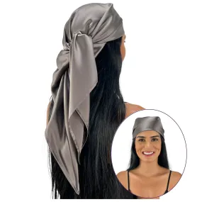 Silk Square Head Scarf - Storm Grey