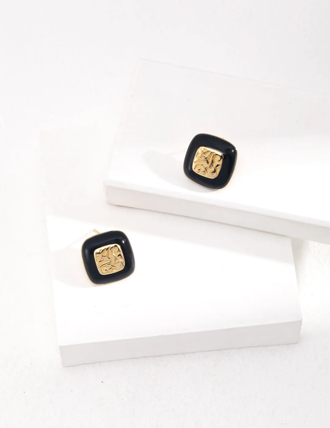 Square Enamel Glaze Studs Earrings