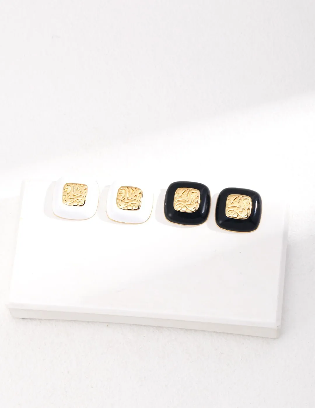 Square Enamel Glaze Studs Earrings