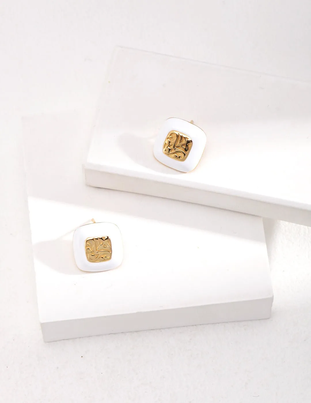 Square Enamel Glaze Studs Earrings