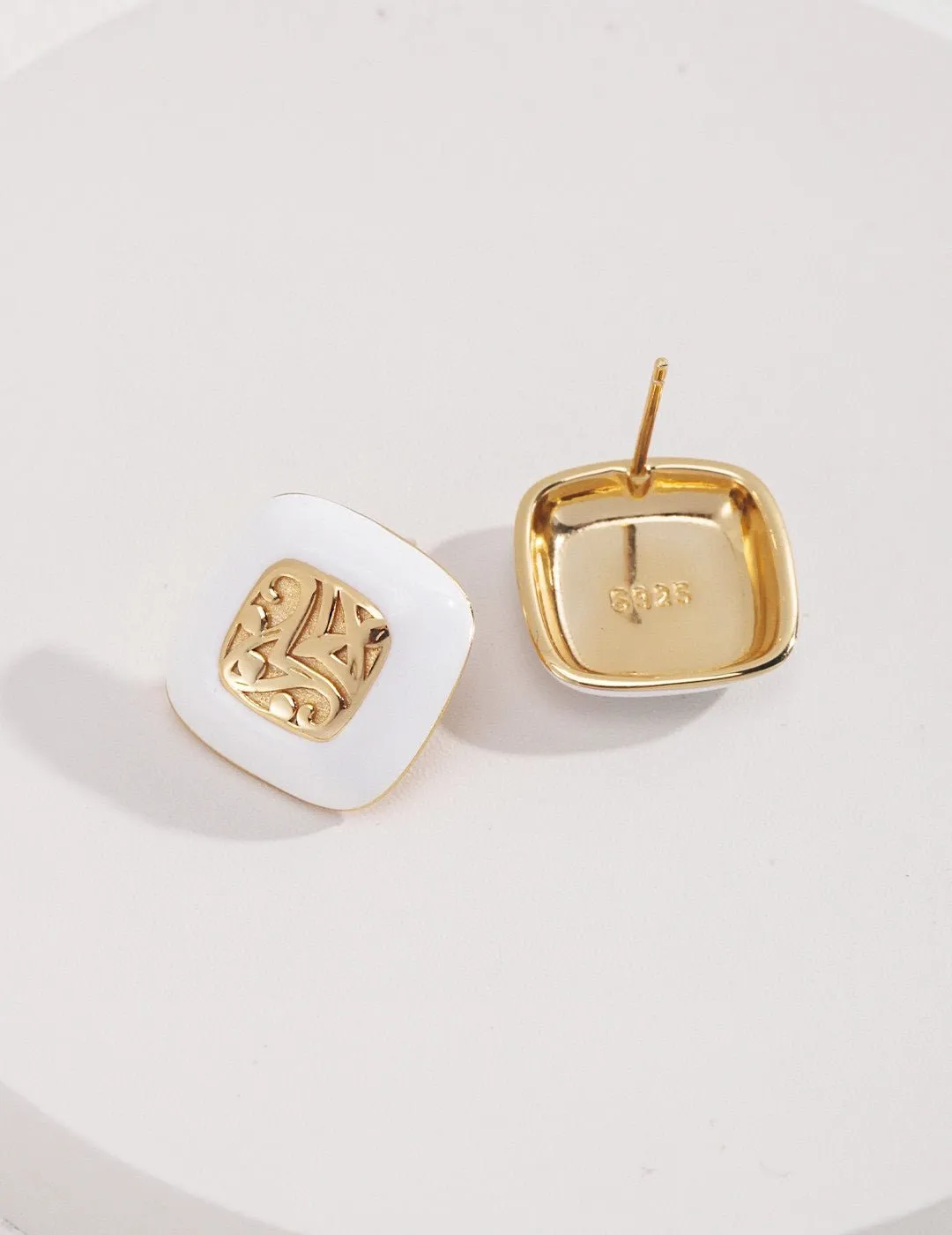 Square Enamel Glaze Studs Earrings