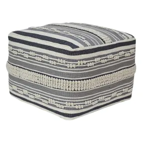 Square Handwoven Stripe Loop Ottoman Pouf