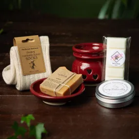 Sustainable Wellness Gift of Wax Warmer, Cashmere Socks, Soap and Body Butter