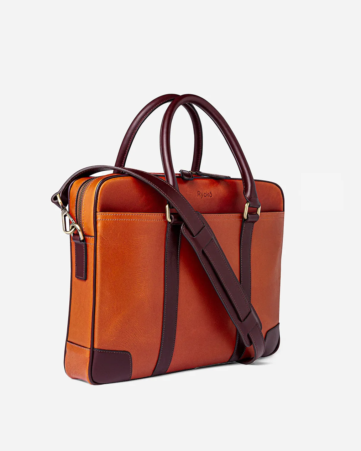 Wellington Laptop Briefcase | Tan & Brown