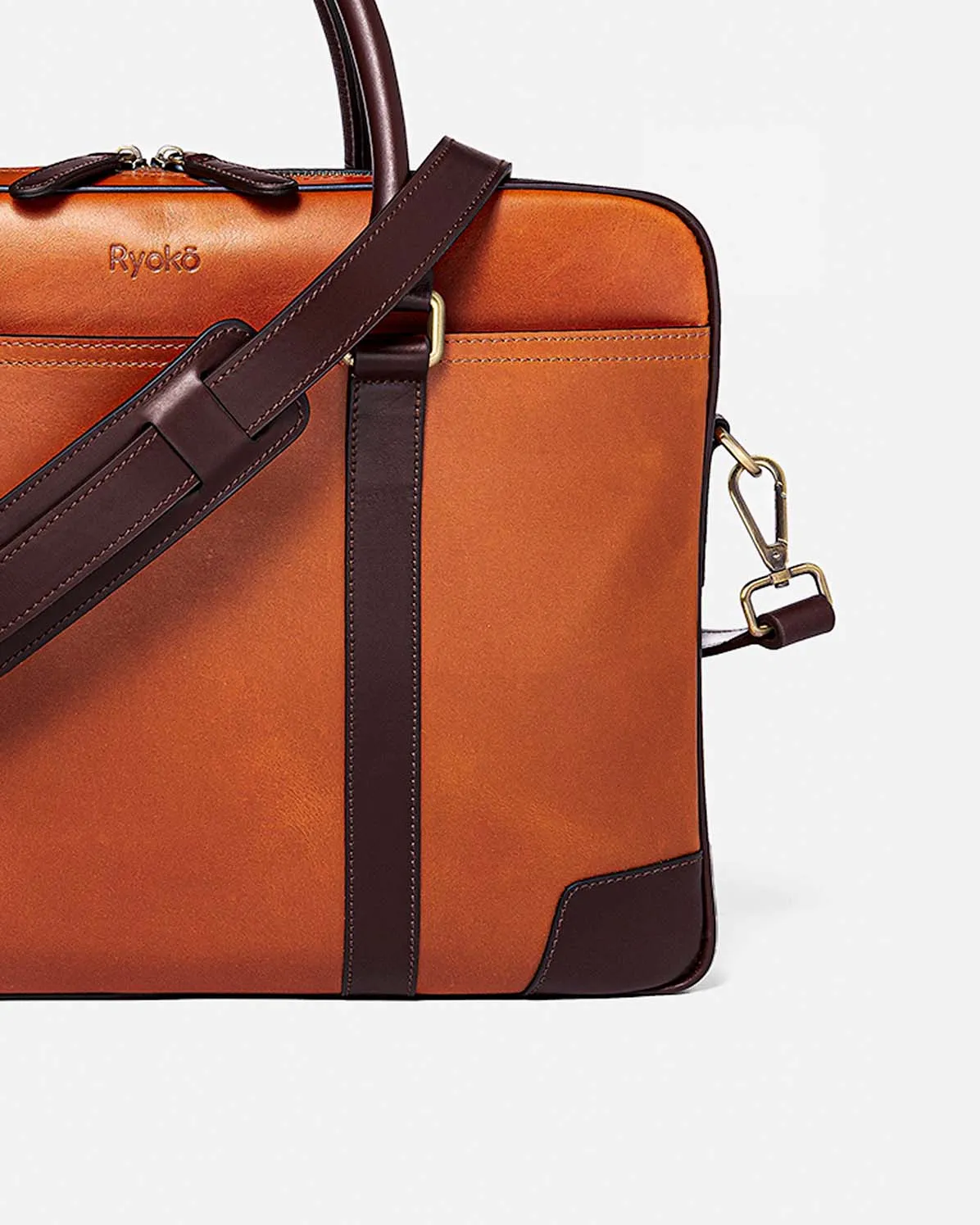 Wellington Laptop Briefcase | Tan & Brown