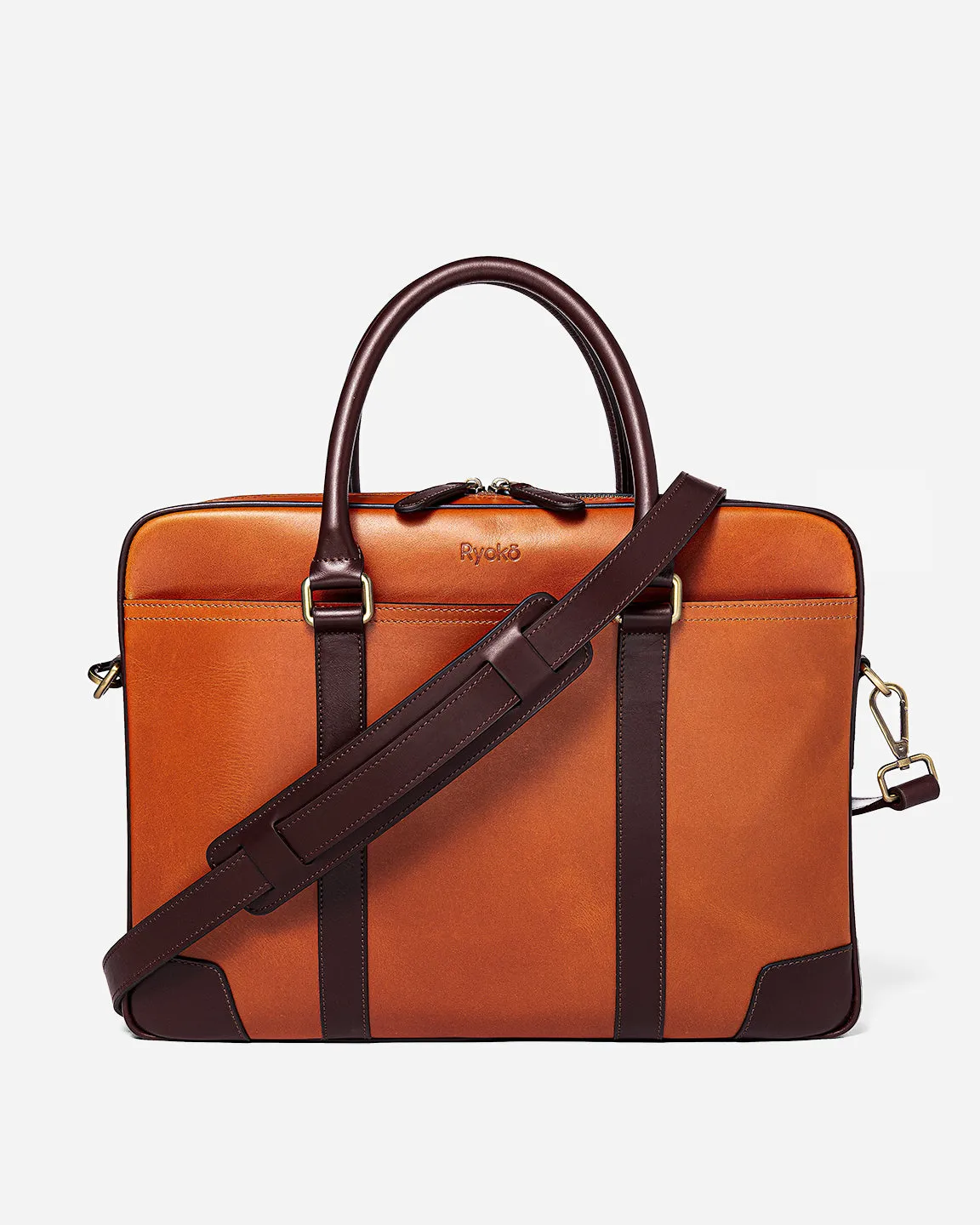 Wellington Laptop Briefcase | Tan & Brown